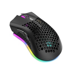 2.4G Wireless Gaming Mouse Rechargeable Mouse with RGB Light Effect 3 Adjustable DPI Hollowed-out Honeycomb Design Black