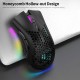 2.4G Wireless Gaming Mouse Rechargeable Mouse with RGB Light Effect 3 Adjustable DPI Hollowed-out Honeycomb Design Black