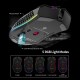 2.4G Wireless Gaming Mouse Rechargeable Mouse with RGB Light Effect 3 Adjustable DPI Hollowed-out Honeycomb Design Black