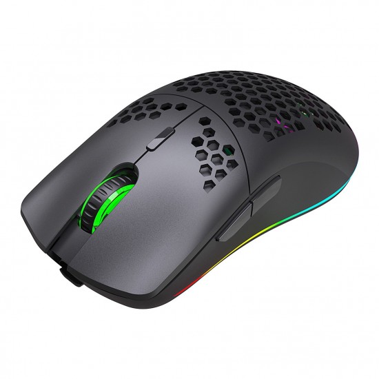 T66 RGB 2.4G Wireless Gaming Mouse RGB Lighting Charging Mouse with Adjustable DPI Ergonomic Design for Desktop Laptop Black