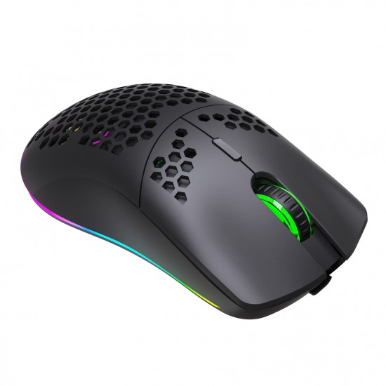 T66 RGB 2.4G Wireless Gaming Mouse RGB Lighting Charging Mouse with Adjustable DPI Ergonomic Design for Desktop Laptop Black