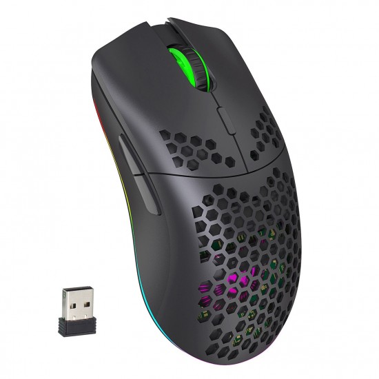 T66 RGB 2.4G Wireless Gaming Mouse RGB Lighting Charging Mouse with Adjustable DPI Ergonomic Design for Desktop Laptop Black