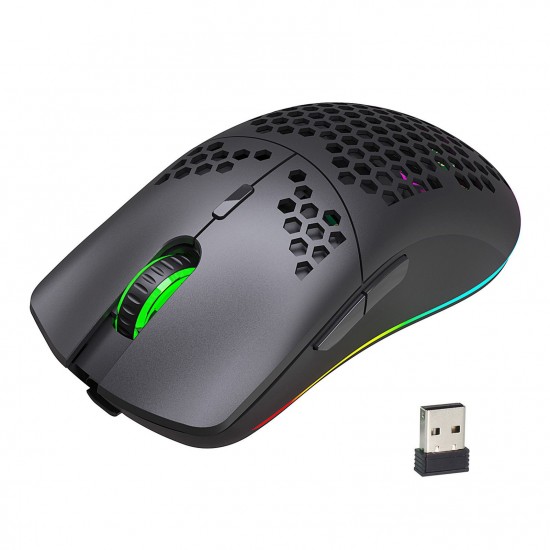 T66 RGB 2.4G Wireless Gaming Mouse RGB Lighting Charging Mouse with Adjustable DPI Ergonomic Design for Desktop Laptop Black