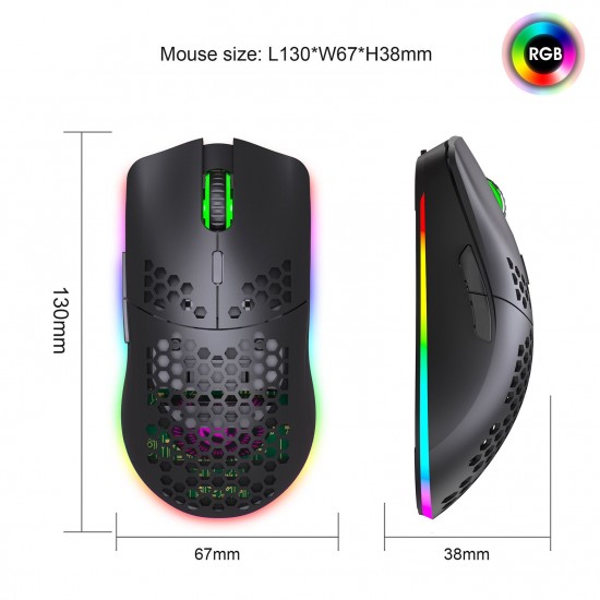 T66 RGB 2.4G Wireless Gaming Mouse RGB Lighting Charging Mouse with Adjustable DPI Ergonomic Design for Desktop Laptop Black