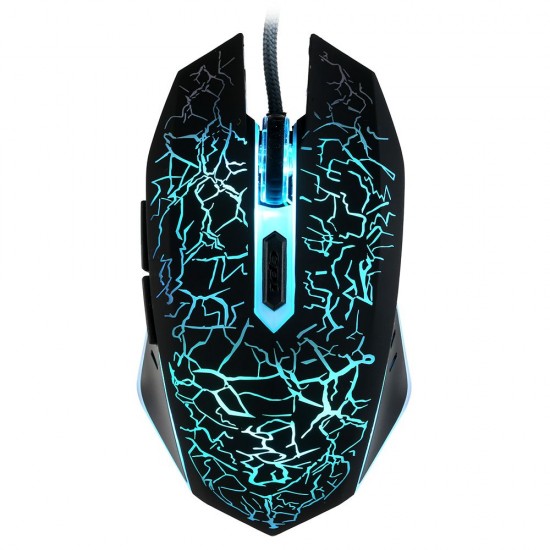 Wired Gaming Mouse 3600DPI Ergonomic Mouse Optical Mouse 4 Adjustable DPI levels/ 6 Buttons/ 7-color Breathing Light, Black