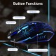 Wired Gaming Mouse 3600DPI Ergonomic Mouse Optical Mouse 4 Adjustable DPI levels/ 6 Buttons/ 7-color Breathing Light, Black