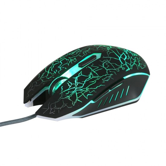 Wired Gaming Mouse 3600DPI Ergonomic Mouse Optical Mouse 4 Adjustable DPI levels/ 6 Buttons/ 7-color Breathing Light, Black