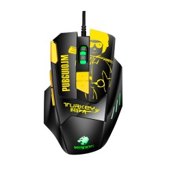 Wired Gaming Mouse Ergonomic Mouse 8 Programmable Buttons 800/1200/1600/2400/3600/4800DPI  6-color Breathing Light, Yellow