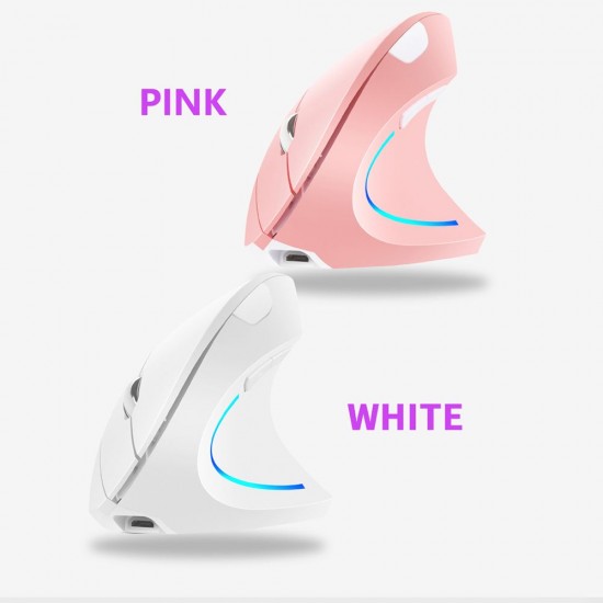 2.4G Wireless Vertical Mouse Rechargeable Upright Ergonomic Mouse 3 Adjustable DPI Levels RGB Flowing Light Plug N Play, Black