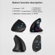 2.4G Wireless Vertical Mouse Rechargeable Upright Ergonomic Mouse 3 Adjustable DPI Levels RGB Flowing Light Plug N Play, Black