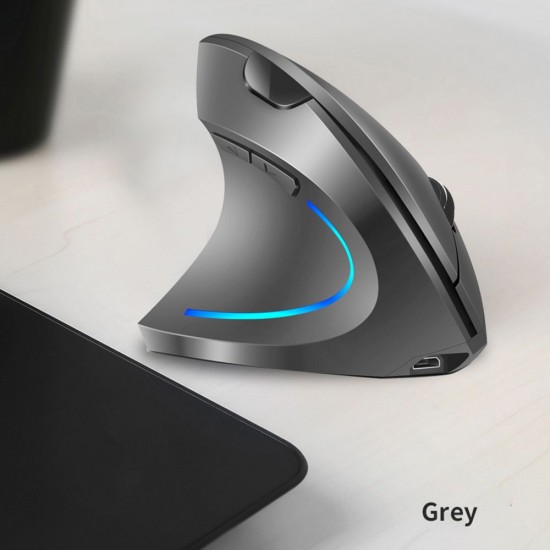 2.4G Wireless Vertical Mouse Rechargeable Upright Ergonomic Mouse 3 Adjustable DPI Levels RGB Flowing Light Plug N Play, Black