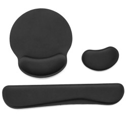 Ergonomic Memory Foam Keyboard Wrist Rest Mouse Wrist Rest Mouse Pad Set with Lycra Fabric Anti-slip Rubber Base Black