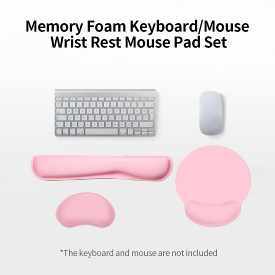 Ergonomic Memory Foam Keyboard Wrist Rest Mouse Wrist Rest Mouse Pad Set with Lycra Fabric Anti-slip Rubber Base Black