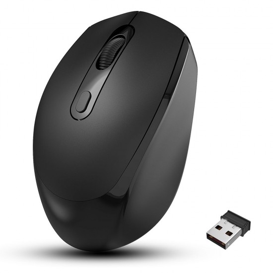 M107 2.4G Wireless Mouse Ergonomic Office Mouse with 3-gear Adjustable DPI Built-in 500mAh Rechargeable Lithium Battery Black