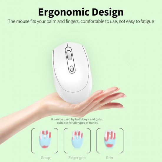 M107 2.4G Wireless Mouse Ergonomic Office Mouse with 3-gear Adjustable DPI Built-in 500mAh Rechargeable Lithium Battery Black