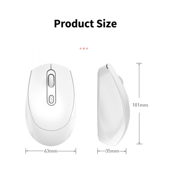 M107 2.4G Wireless Mouse Ergonomic Office Mouse with 3-gear Adjustable DPI Built-in 500mAh Rechargeable Lithium Battery Black