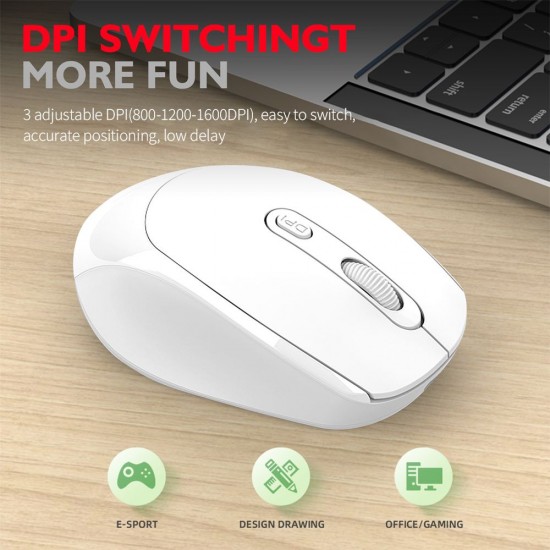 M107 2.4G Wireless Mouse Ergonomic Office Mouse with 3-gear Adjustable DPI Built-in 500mAh Rechargeable Lithium Battery Black