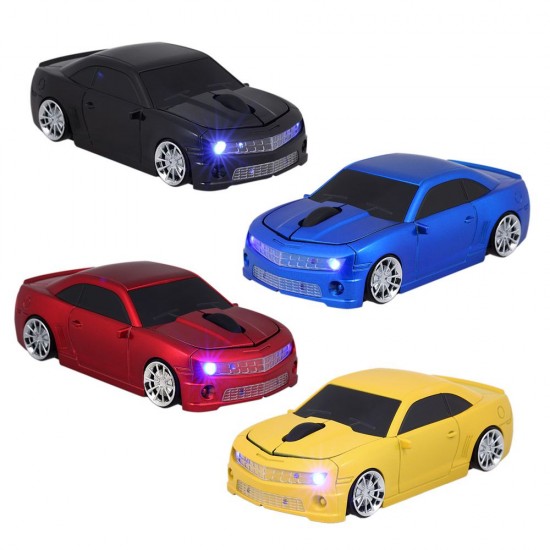 2.4G Wireless Car Mouse USB Computer Mice Car Shape 1000 DPI with LED Light Receiver for PC Laptop Blue