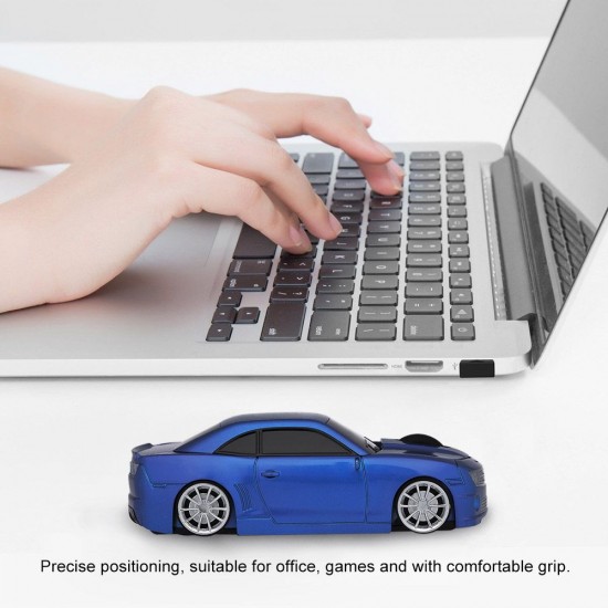 2.4G Wireless Car Mouse USB Computer Mice Car Shape 1000 DPI with LED Light Receiver for PC Laptop Blue