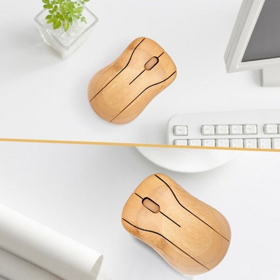 2.4G Wireless Optical Bamboo Mouse 3 Adjustable DPI Computer Mouse with USB Receiver for Notebook PC Laptop Computer Yellow