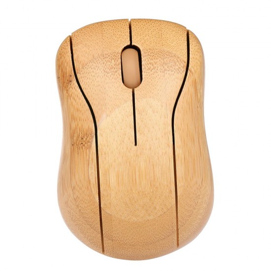 2.4G Wireless Optical Bamboo Mouse 3 Adjustable DPI Computer Mouse with USB Receiver for Notebook PC Laptop Computer Yellow