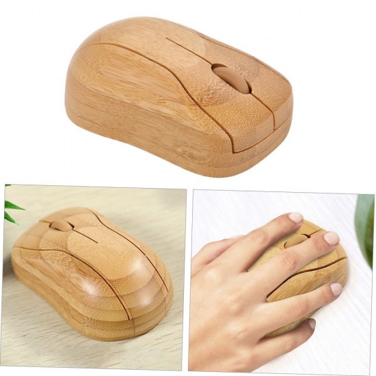 2.4G Wireless Optical Bamboo Mouse 3 Adjustable DPI Computer Mouse with USB Receiver for Notebook PC Laptop Computer Yellow