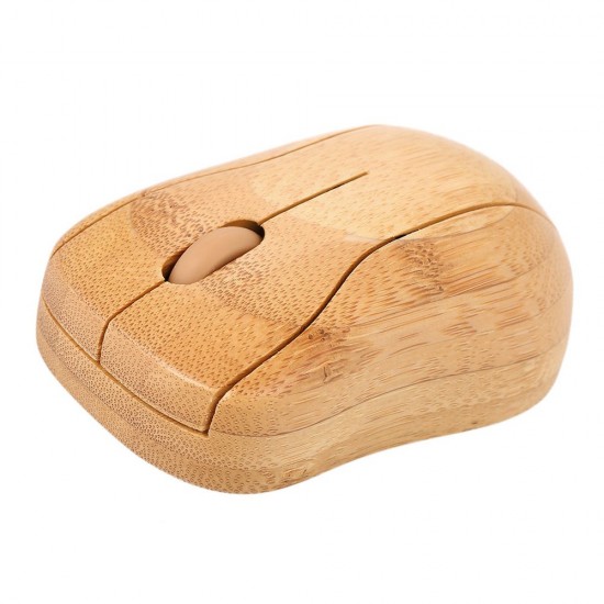 2.4G Wireless Optical Bamboo Mouse 3 Adjustable DPI Computer Mouse with USB Receiver for Notebook PC Laptop Computer Yellow