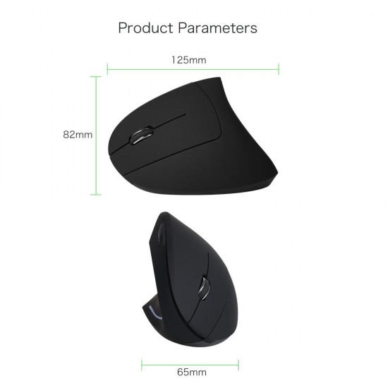 2.4G Wireless Vertical Mouse Left Hand USB Ergonomic Optical Mouse Left-handed High Precision Adjustable 800/ 1200/ 1600 DPI 5 Buttons Replacement for Mac Laptop PC