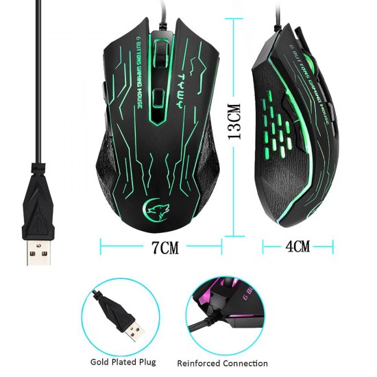 G820 Wired Gaming Mouse 7 Color Backlight 6 Button LED 3200 Optical DPI Computer Mouse Gamer Mouse