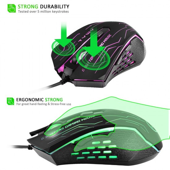 G820 Wired Gaming Mouse 7 Color Backlight 6 Button LED 3200 Optical DPI Computer Mouse Gamer Mouse