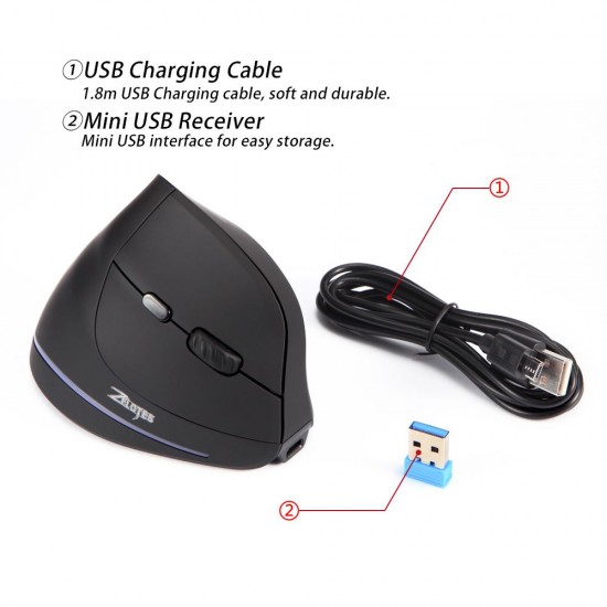 F-35 Mouse Wireless Vertical Mouse Ergonomic Rechargeable 2400 DPI Optional Portable Gaming Mouse for Mac Laptop PC Computer