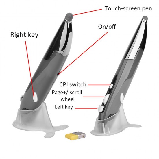 PR-06 2.4Ghz Wireless Optical Touch-pen Mouse 800/1200/1600DPI Wireless Mouse Pen with Stylus Function Handwriting Ergonomic Mice for PC Laptop Computer