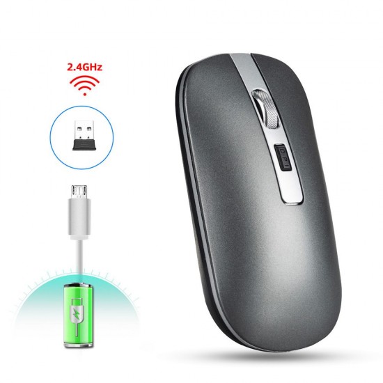 M30 Rechargeable Wireless Mouse 2.4GHz Mice 1600DPI Metal Scroll Wheel For Working Office Black