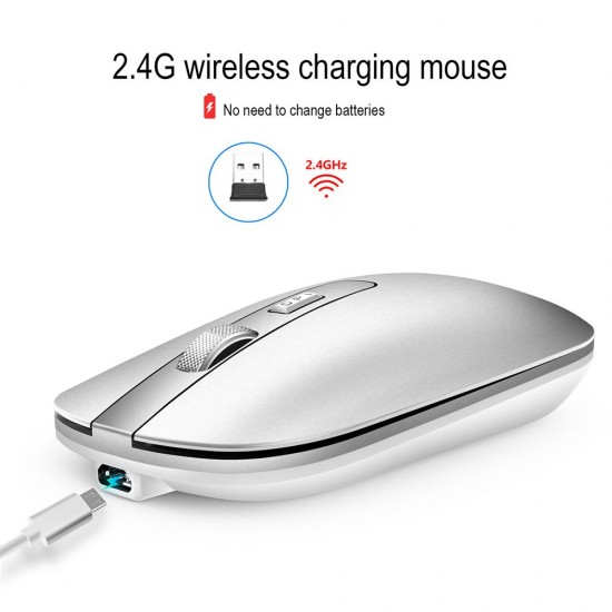 M30 Rechargeable Wireless Mouse 2.4GHz Mice 1600DPI Metal Scroll Wheel For Working Office Black