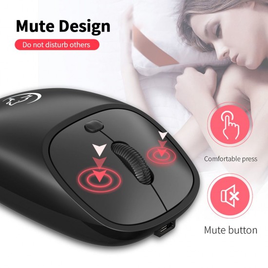 YWYT G850 2.4GHz Wireless Mouse 2400DPI Optical Mouse Rechargeable Mute Office Mouse Ergonomic Mouse for PC Laptop