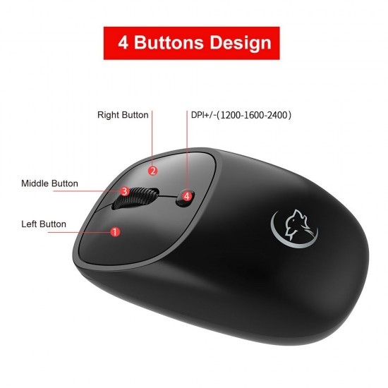 YWYT G850 2.4GHz Wireless Mouse 2400DPI Optical Mouse Rechargeable Mute Office Mouse Ergonomic Mouse for PC Laptop