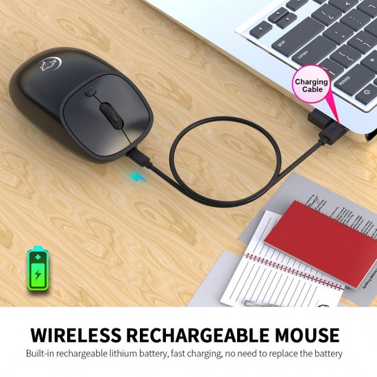 YWYT G850 2.4GHz Wireless Mouse 2400DPI Optical Mouse Rechargeable Mute Office Mouse Ergonomic Mouse for PC Laptop