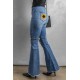 Sunflower Patchwork Raw Hem Distressed Flare Jeans