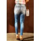 Sky Blue Sunflower Print Ripped Skinny Fit Jeans