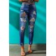 Blue Casual Leopard Animal Print Ripped Jeans