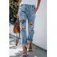 BE KIND Leopard Patches Distressed Jeans