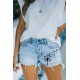 Sky Blue Dandelion High Rise Distressed Denim Shorts