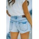 Sky Blue Dandelion High Rise Distressed Denim Shorts