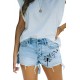 Sky Blue Dandelion High Rise Distressed Denim Shorts