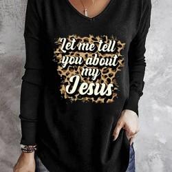 Black Let me tell you about my Jesus Graphic Long Sleeve Knit Top