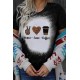 Black Peace Love Coffee Leopard Graphic Print Short Sleeve Tee