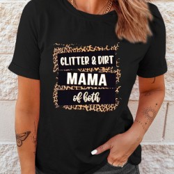 Black Letters Print Rolled Sleeve T-shirt