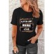 Black Letters Print Rolled Sleeve T-shirt