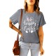 Gray Casual Letter Bunny Print Short Sleeve T Shirt