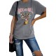 Gray ROCK AND ROLL Guitar Print Short Sleeve Graphic Tee